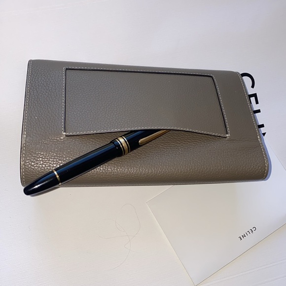 Celine Long Wallet Double Snap Taupe Brown Near Excellent Condition Authentic - Picture 11 of 15